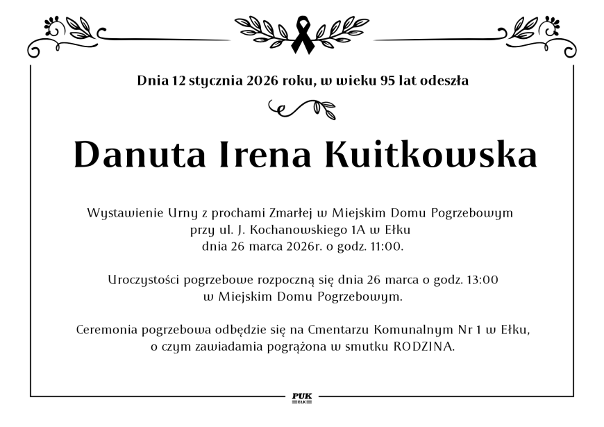 Danuta Irena Kuitkowska - nekrolog